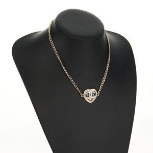 CHANEL Heart Necklace metal Silver CC Auth BA7561M